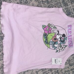 Disney Pink Tank Top with Goofy and Floral Design